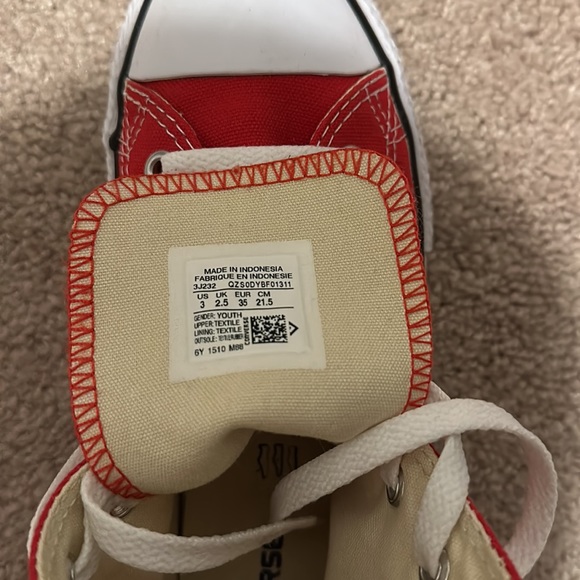 Converse All Stars RedYouth size 3 - Picture 4 of 5